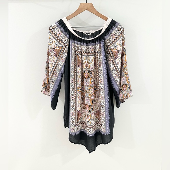 Soft Surroundings Off Shoulder Paisley Blouse Purple Size Large - Picture 1 of 6